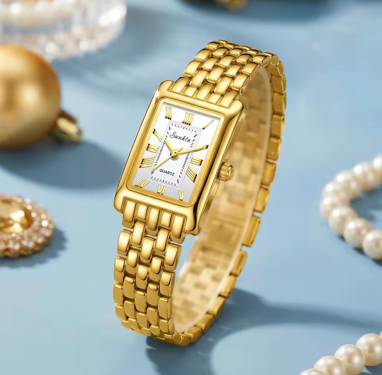 Elegant Women’s Quartz Watch – Slim Waterproof Stainless Steel Luxury Bracelet Gift