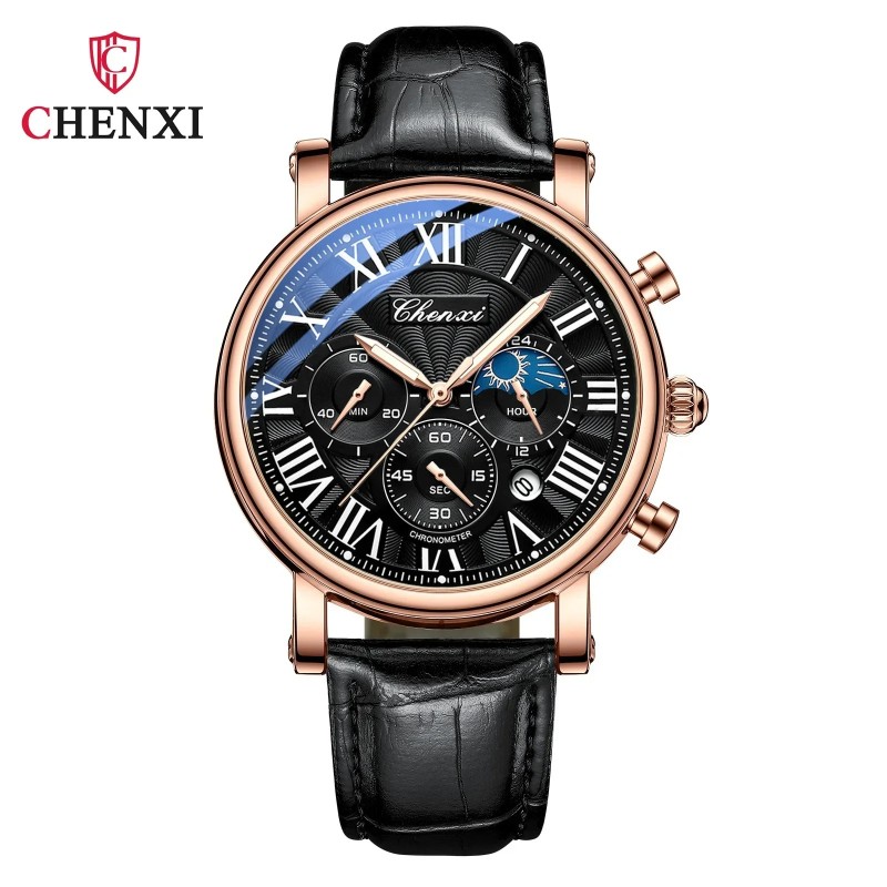 CHENXI 973 Multi-function Business Moon Phase Date Waterproof watch